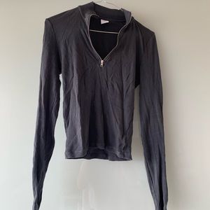 TNA Ribbed 1/4 Zip Longsleeve, Size S, Charcoal Grey